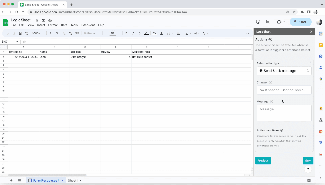 Logic Sheet KI-Automatisierung Google Sheet