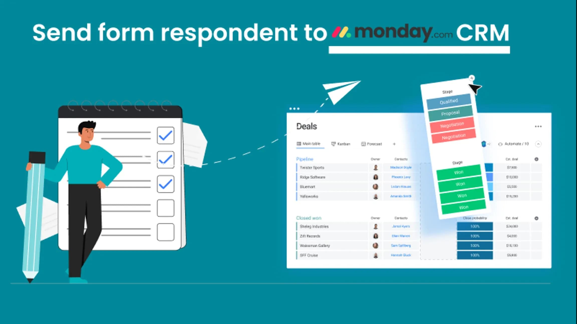 mit Logic Sheet Senden Sie den Formularteilnehmer an Monday.com CRM